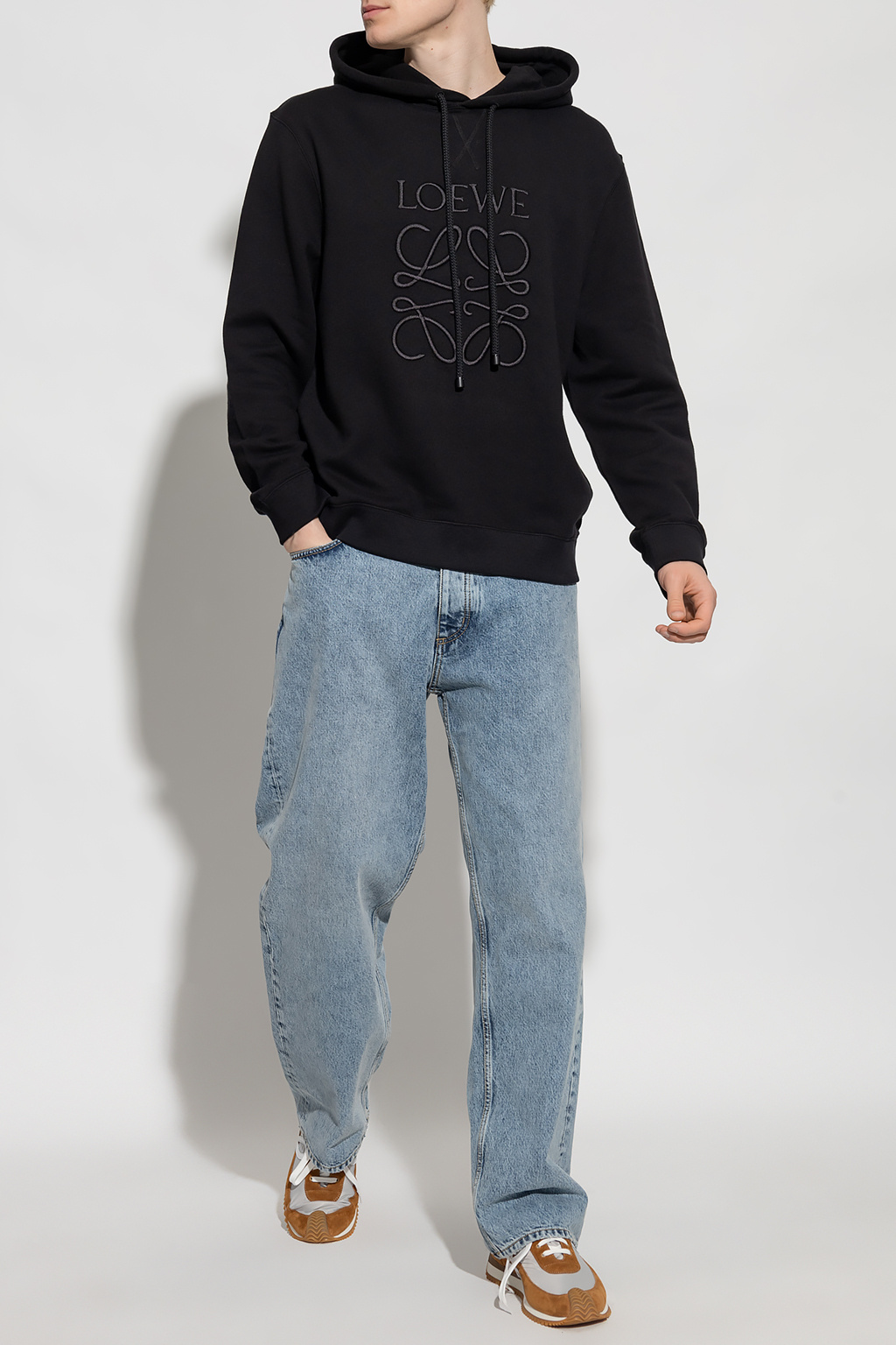 Relaxed fit hoodie in cotton Black - LOEWE